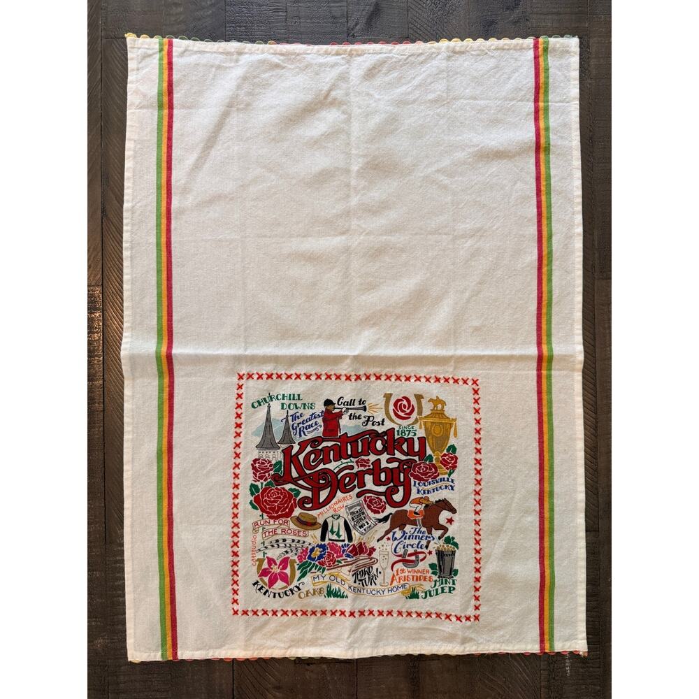 Kentucky Derby Dish Towel Catstudio Embroidered Tea Towel Kentucky Gift